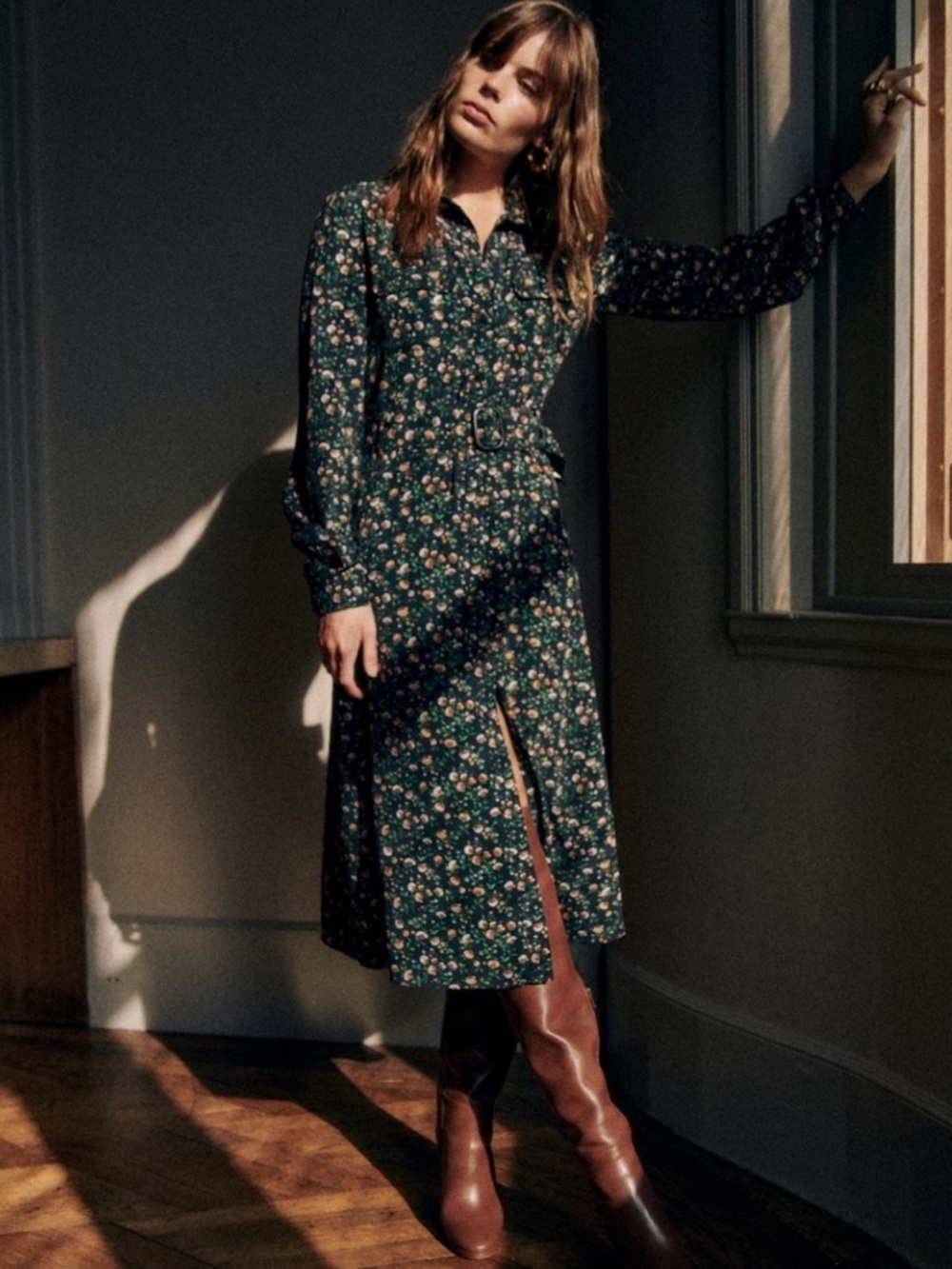 Sezane Tia dress in Navy Miranda print